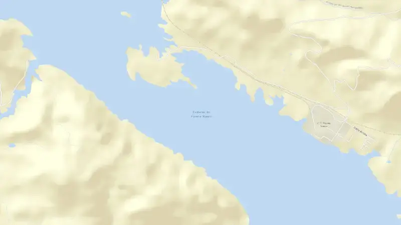 Road map of Puente Nuevo reservoir, Córdoba, Andalusia, Spain