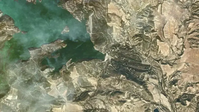 Satellite view of Puentes reservoir, Region of Murcia, Spain