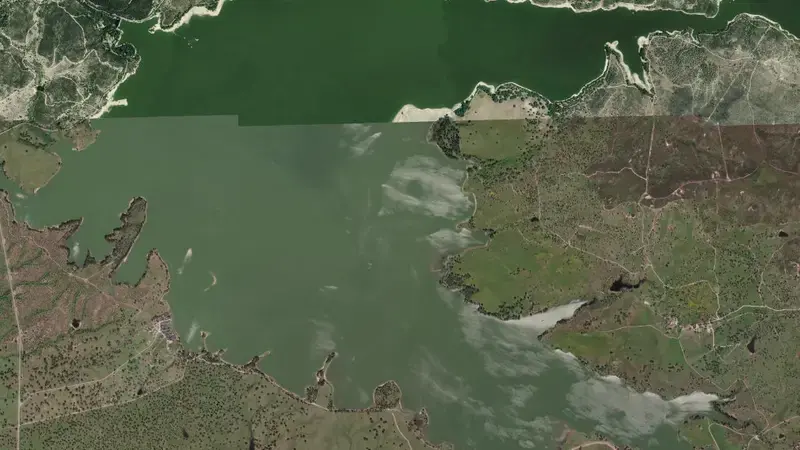 Satellite view of Rosarito reservoir, Toledo, Castile-La Mancha, Spain