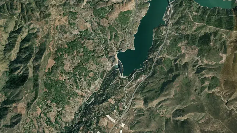 Satellite view of Rules reservoir, Granada, Andalusia, Spain