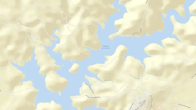 Road map of Rumblar reservoir, Jaén, Andalusia, Spain