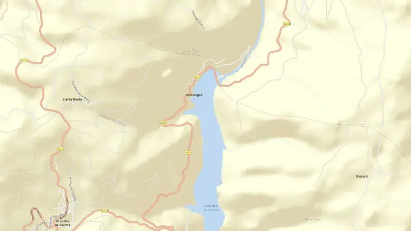 Road map of Salime reservoir, Asturias, Spain