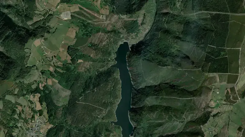Satellite view of Salime reservoir, Asturias, Spain