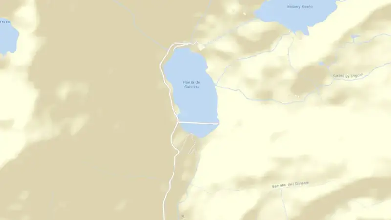 Road map of Sallente reservoir, Lleida, Catalonia, Spain