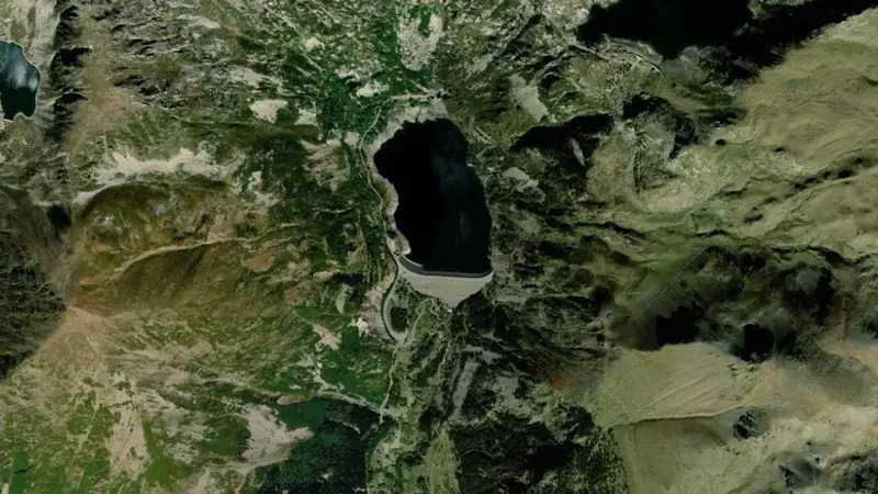Satellite view of Sallente reservoir, Lleida, Catalonia, Spain