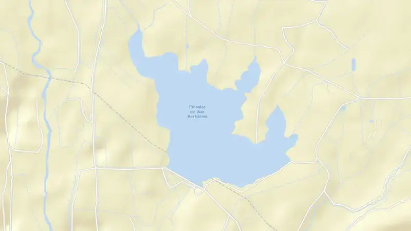 Road map of San Bartolomé reservoir, Zaragoza, Aragon, Spain
