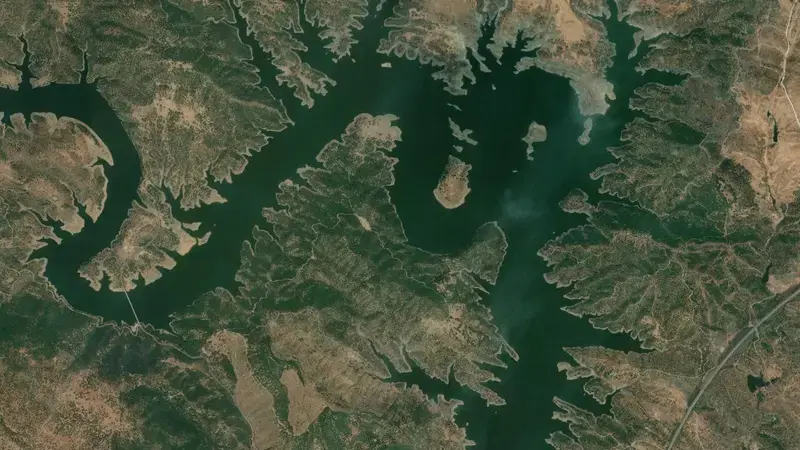 Satellite view of San Rafael de Navallana reservoir, Córdoba, Andalusia, Spain