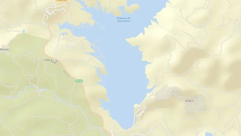 Road map of Santomera reservoir, Region of Murcia, Spain