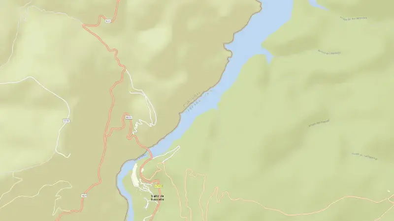 Road map of Saucelle reservoir, Salamanca, Castile and León, Spain