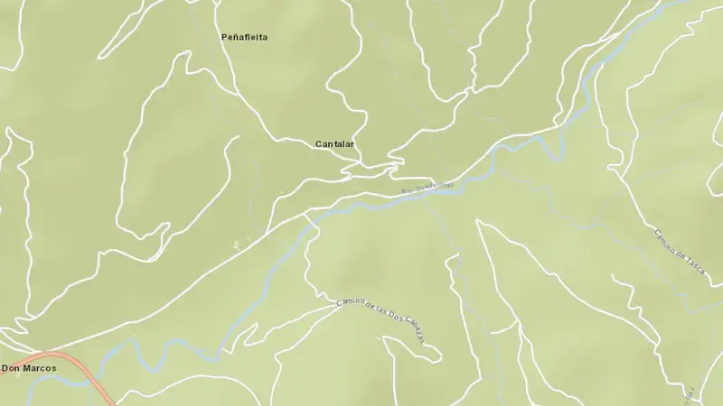Road map of Siles reservoir, Jaén, Andalusia, Spain