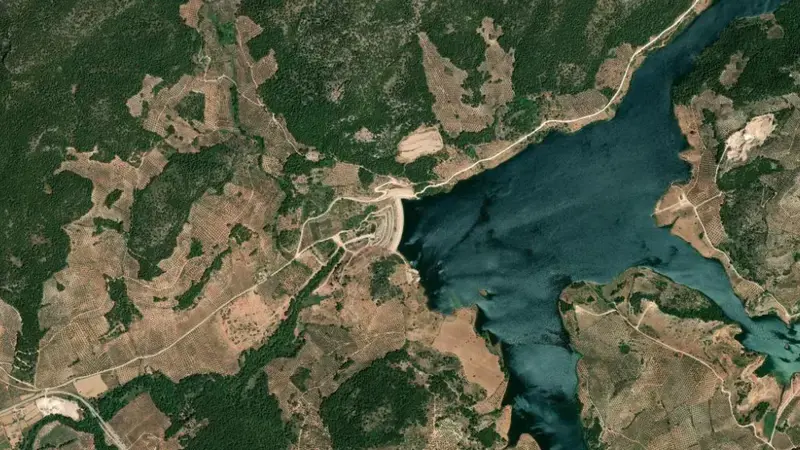 Satellite view of Siles reservoir, Jaén, Andalusia, Spain