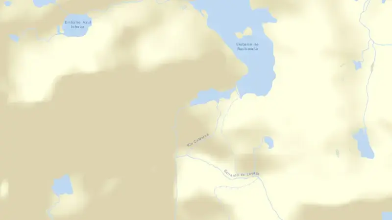 Road map of Sistema Alto Caldarés reservoir, Huesca, Aragon, Spain