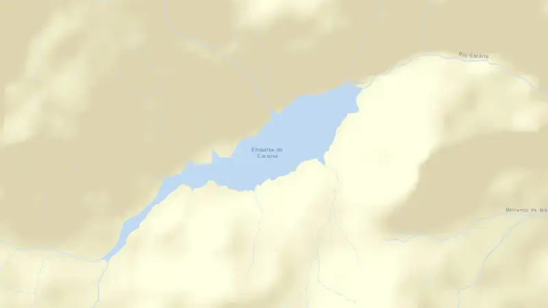 Road map of Sistema Escarra reservoir, Huesca, Aragon, Spain