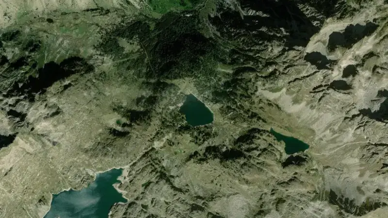 Satellite view of Sistema Valle de Arán reservoir, Ebro, Spain