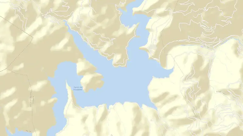 Road map of Susqueda reservoir, Girona, Catalonia, Spain