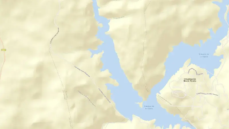 Road map of La Tajera reservoir, Guadalajara, Castile-La Mancha, Spain