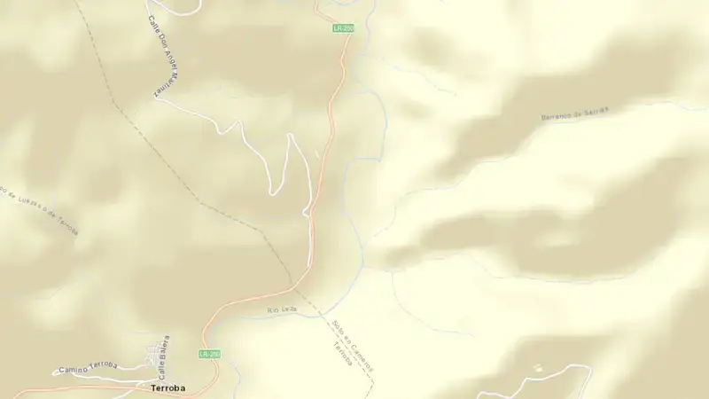 Road map of Terroba reservoir, Rioja, Spain