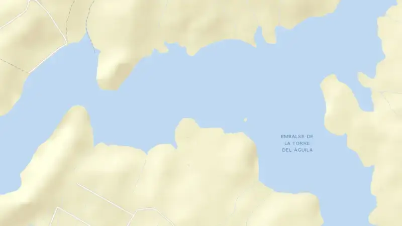Road map of Torre del Águila reservoir, Sevilla, Andalusia, Spain