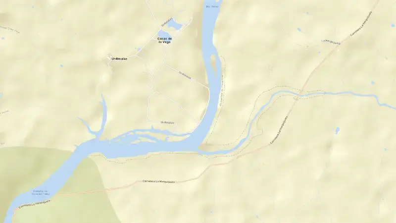 Road map of Torrejón (Tajo - Tiétar) reservoir, Cáceres, Extremadura, Spain