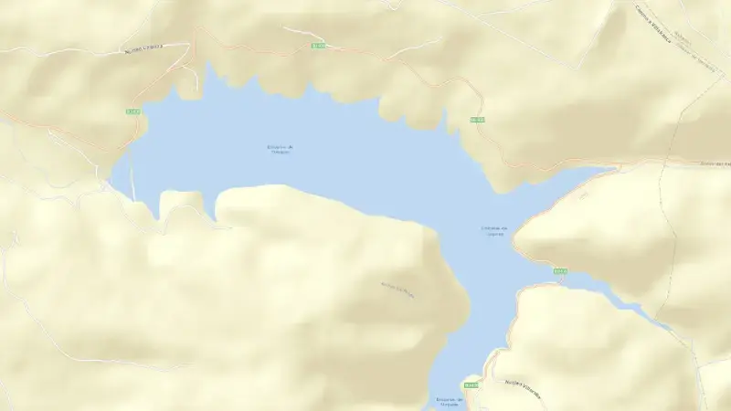 Road map of Uzquiza reservoir, Burgos, Castile and León, Spain
