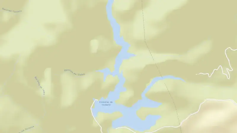 Road map of Vadiello reservoir, Huesca, Aragon, Spain