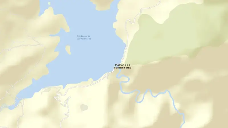 Road map of Valdeinfierno reservoir, Region of Murcia, Spain