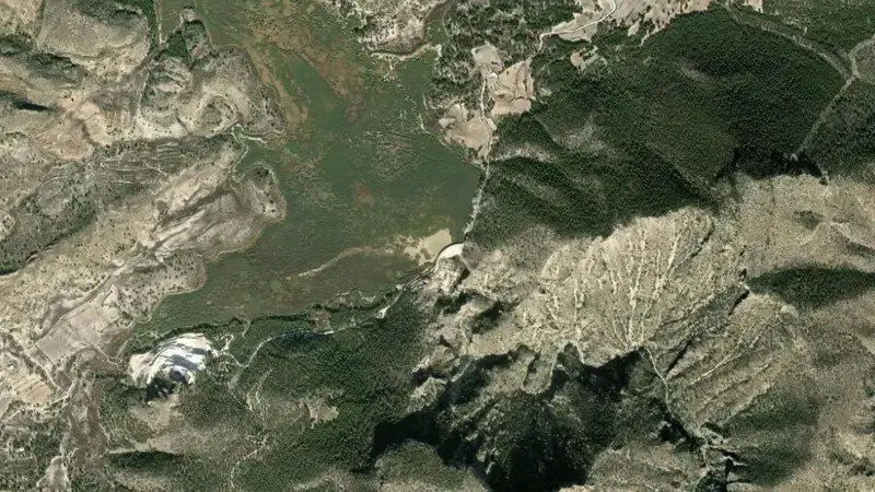 Satellite view of Valdeinfierno reservoir, Region of Murcia, Spain