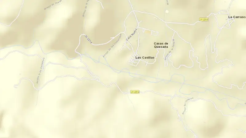 Road map of Víboras reservoir, Jaén, Andalusia, Spain