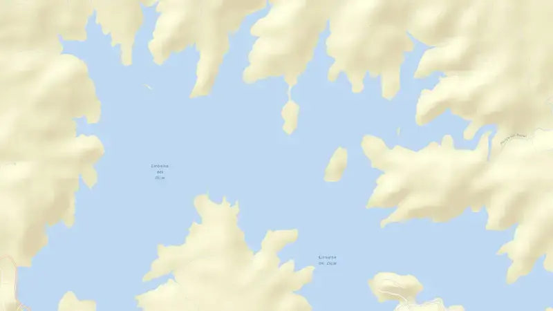Road map of Zújar reservoir, Badajoz, Extremadura, Spain