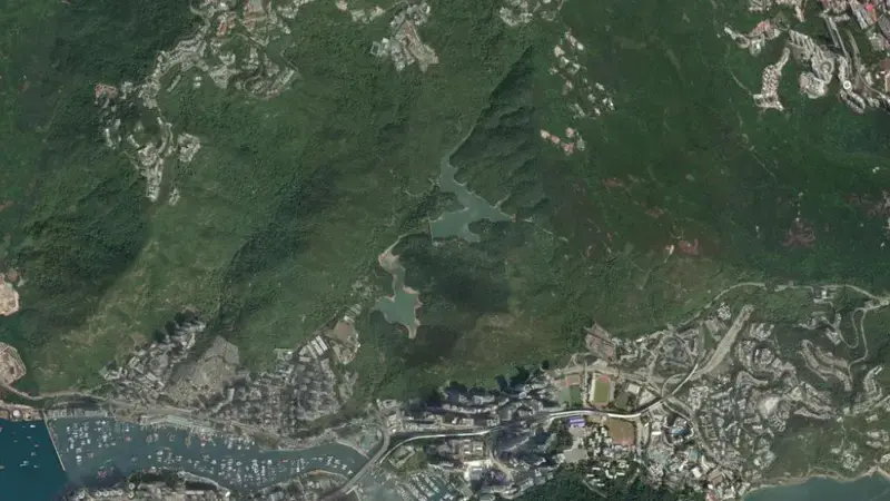 Satellite view of Aberdeen Upper Reservoir reservoir, Hong Kong Island, Hong Kong