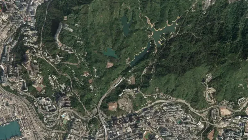 Satellite view of Kowloon Byewash Reservoir reservoir, Kowloon, Hong Kong