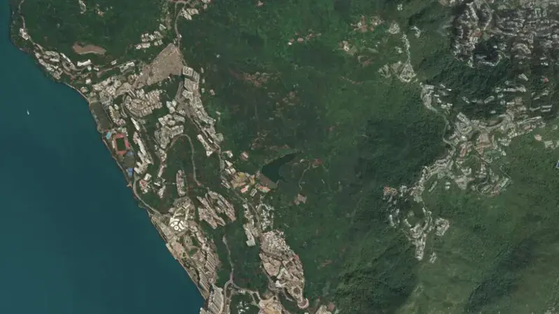 Satellite view of Pok Fu Lam Reservoir reservoir, Hong Kong Island, Hong Kong