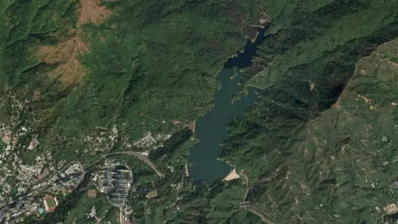 Satellite view of Shing Mun Reservoir reservoir, New Territories, Hong Kong