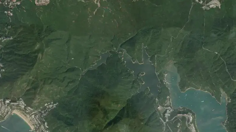 Satellite view of Tai Tam Byewash Reservoir reservoir, Hong Kong Island, Hong Kong