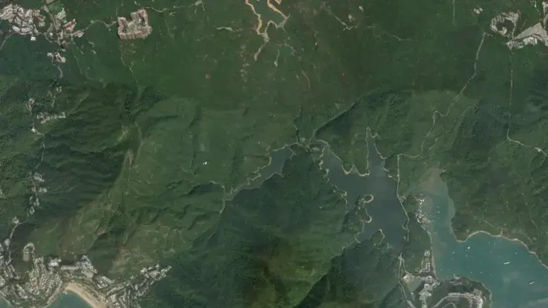 Satellite view of Tai Tam Intermediate Reservoir reservoir, Hong Kong Island, Hong Kong