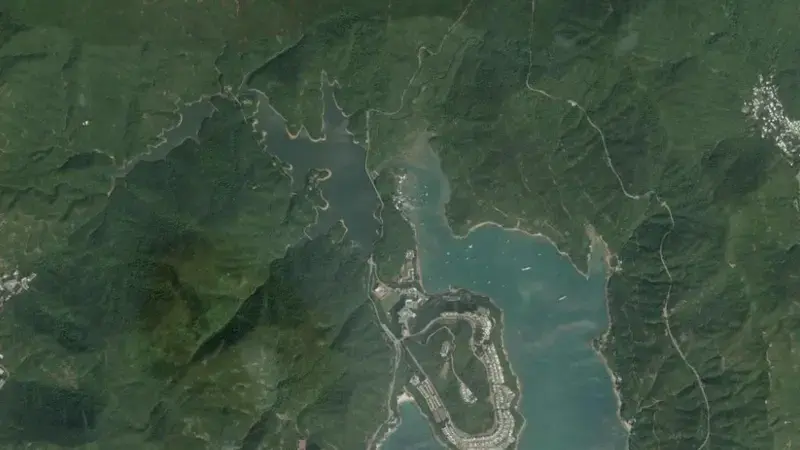 Satellite view of Tai Tam Tuk Reservoir reservoir, Hong Kong Island, Hong Kong