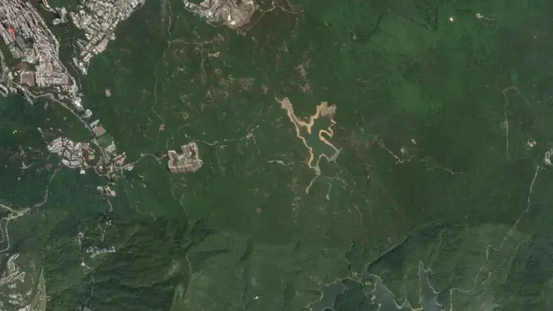 Satellite view of Tai Tam Upper Reservoir reservoir, Hong Kong Island, Hong Kong