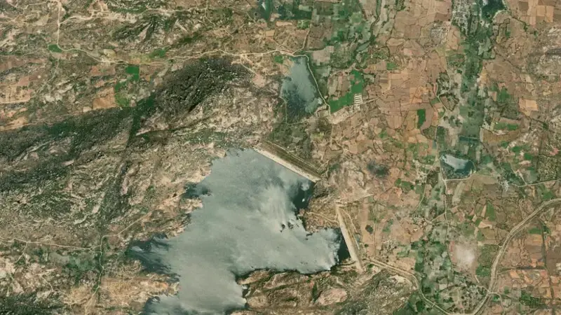 Satellite view of Adavipalli Reservoir reservoir, Andhra Pradesh, India