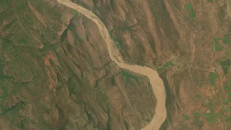 Satellite view of Annamayya (Cheyyeru) Reservoir reservoir, Andhra Pradesh, India