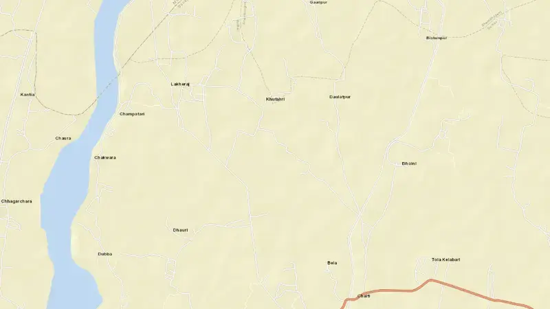 Road map of Badua Dam reservoir, Bihar, India
