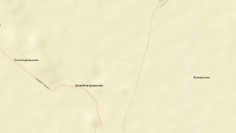 Road map of Badvel Tank reservoir, Andhra Pradesh, India
