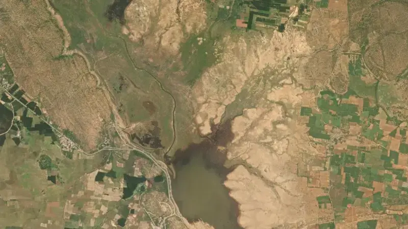 Satellite view of Badvel Tank reservoir, Andhra Pradesh, India