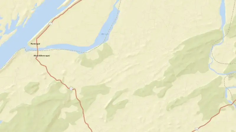 Road map of Bansagar Dam reservoir, Madhya Pradesh, India