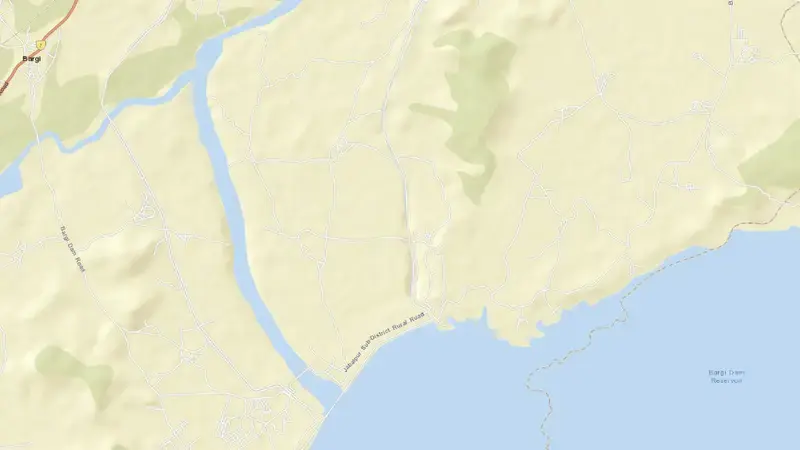 Road map of Bargi Dam reservoir, Madhya Pradesh, India