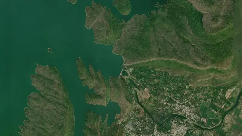 Satellite view of Barna Dam reservoir, Uttar Pradesh, India