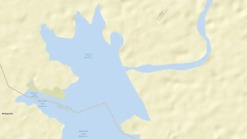 Road map of Bhairavanithippa Project reservoir, Andhra Pradesh, India