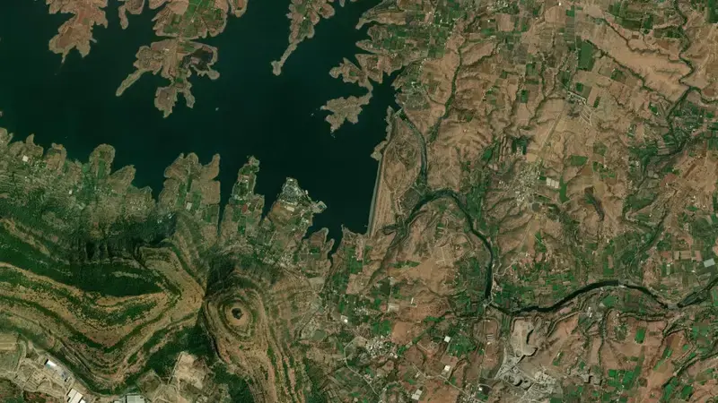 Satellite view of Bhama Askhed reservoir, IN, India