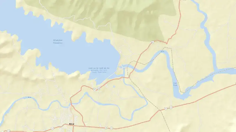 Road map of Bhatghar reservoir, Gujarat, India