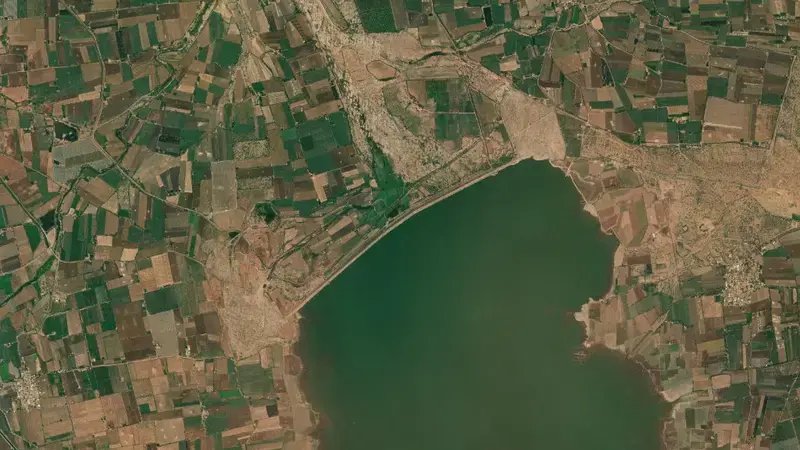 Satellite view of Brahmani reservoir, IN, India