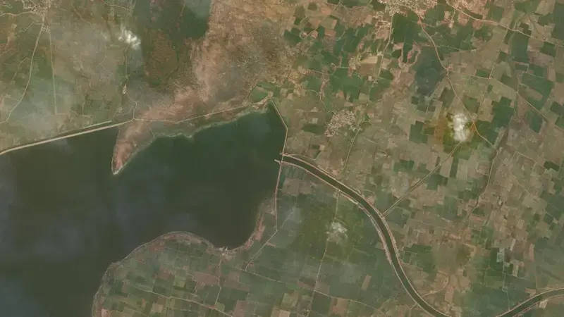 Satellite view of Buggavagu reservoir, Andhra Pradesh, India